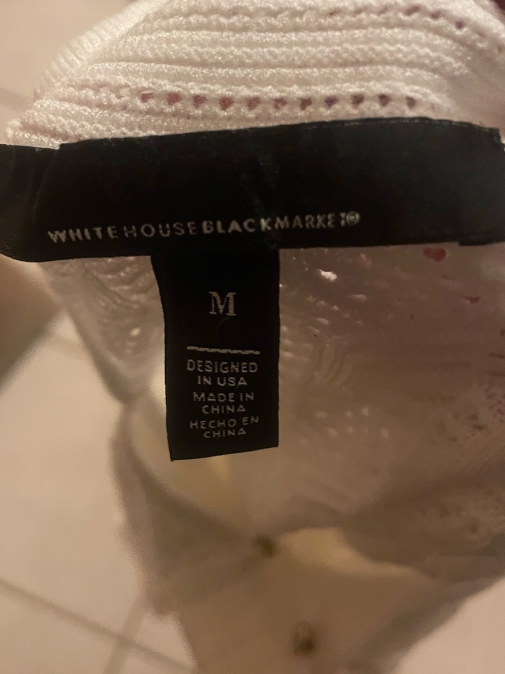 White House Black Market White Textured Knit Short-Sleeve Top, NWOT - Picture 2 of 10